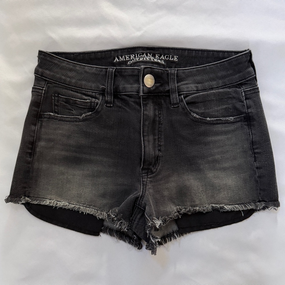 American Eagle Outfitters Black Washed Denim Jean Shorts
